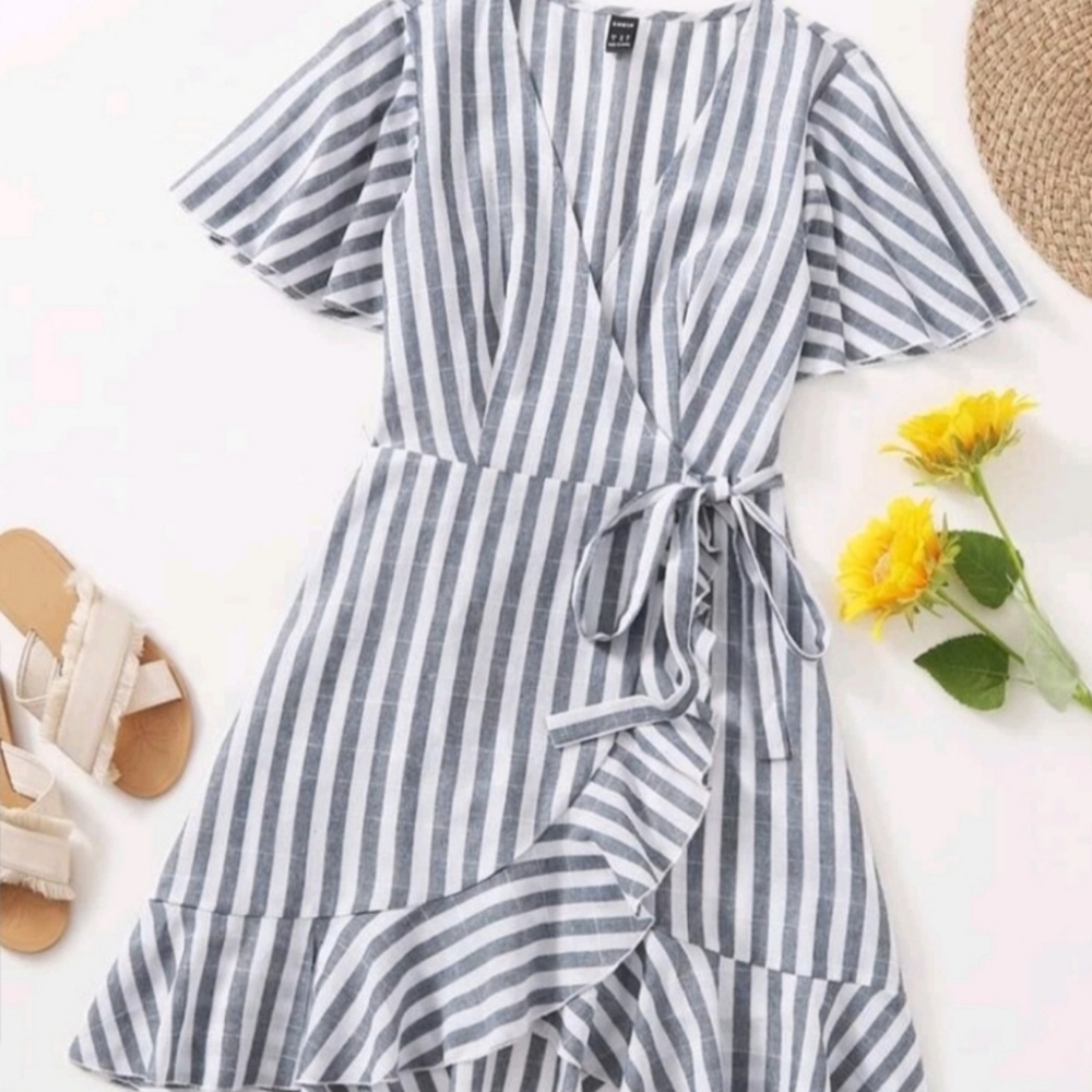 Striped wrap dress
